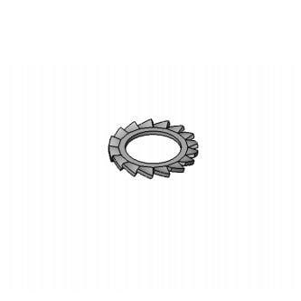 A stainless steel serrated circular lock washer.