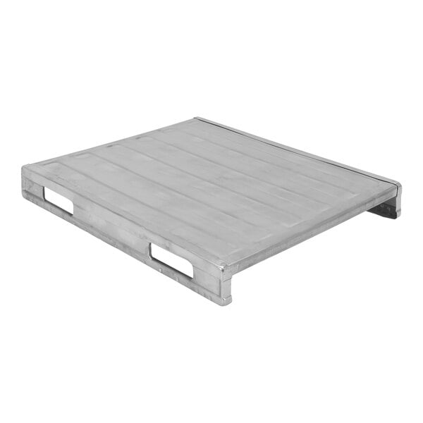 A metal pallet with a solid top.