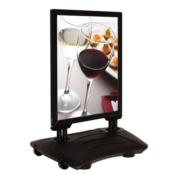 United Visual Products 22" x 28" Black Double-Sided Aluminum Sign with Snap Frame and Plastic Base UVPWB2228-BLACK