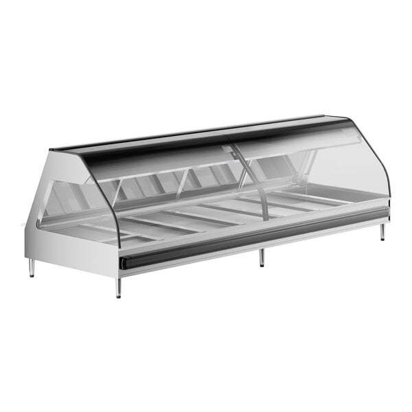An Alto-Shaam stainless steel countertop heated display case with glass doors.