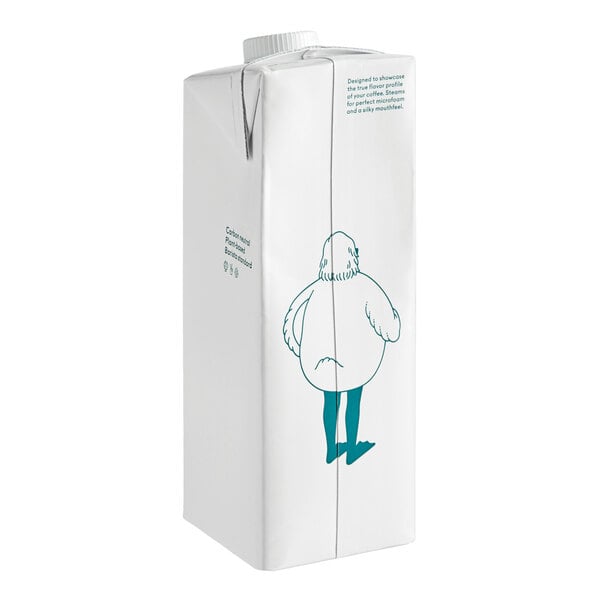 A white box of Minor Figures Barista Oat Milk with a cartoon character on it.