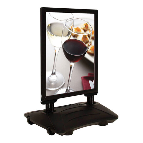 United Visual Products 24" x 36" Black Double-Sided Aluminum Sign with Snap Frame and Plastic Base UVPWB2436-BLACK
