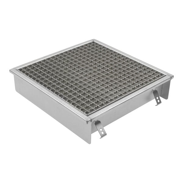 A BLUCHER stainless steel floor trough grate with holes.