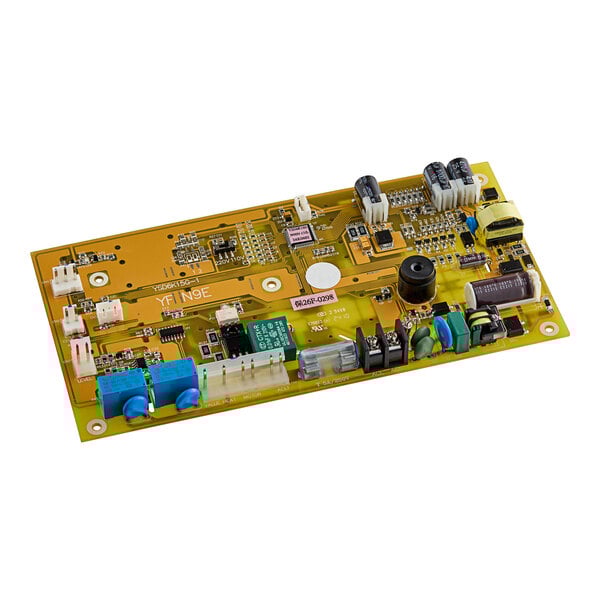 A yellow circuit board for a Control Board for Bubble Tea Fructose Dispenser.