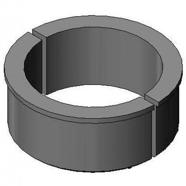 A grey circular PVC split bushing with a hole in it.