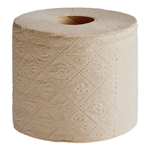 A  Leafy 4" x 4" bamboo toilet paper roll with a leaf pattern.