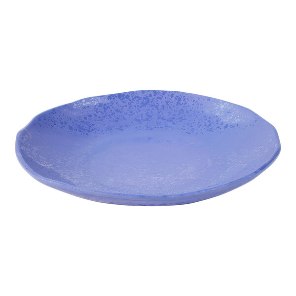 A Dalebrook indigo crackle melamine plate with a speckled surface on a white background.