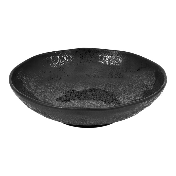 A black bowl with a black surface.