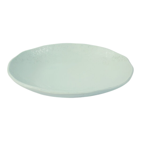 A green Dalebrook melamine plate with a small rim.