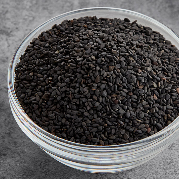 A bowl of Hometown Provisions black sesame seeds.