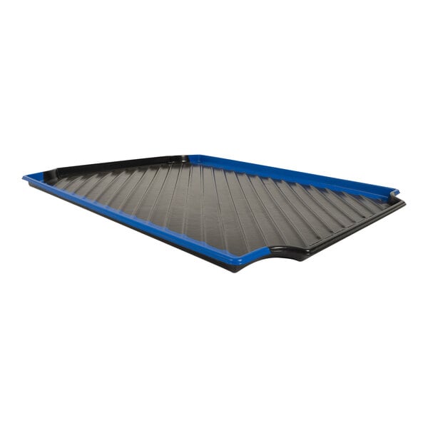 A black and blue SPC Industrial containment tray.