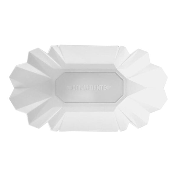 A white rectangular plastic container with a white lid.