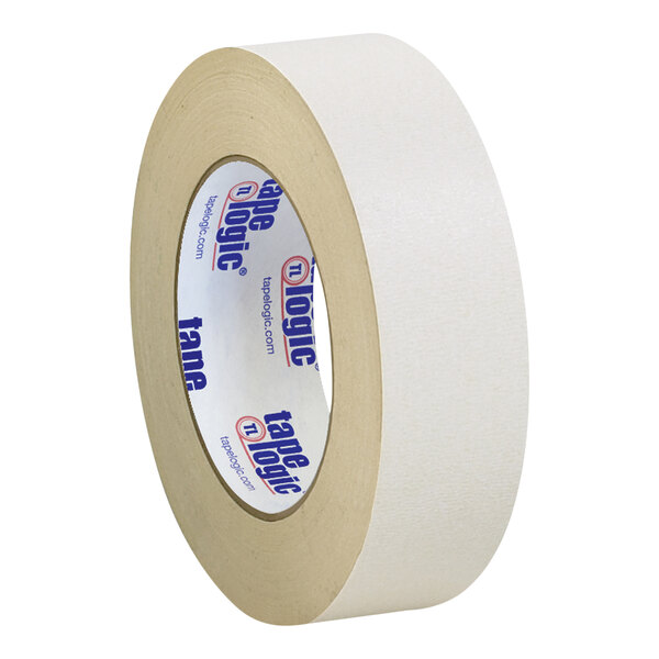 A roll of Tape Logic double-sided masking tape with a white label featuring blue and white text.