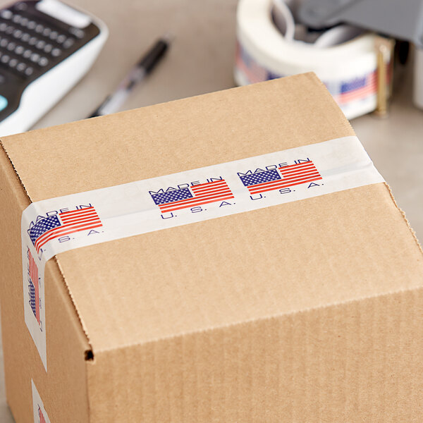 A box with Tape Logic Made in the USA tape on it.