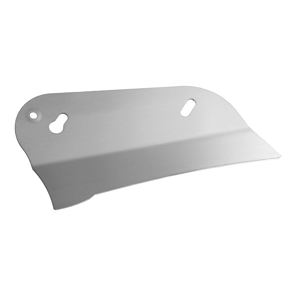 A silver metal Estella slice deflector with two holes.