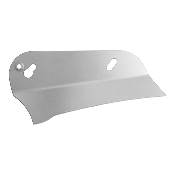 A silver metal Estella Slice Deflector with holes.