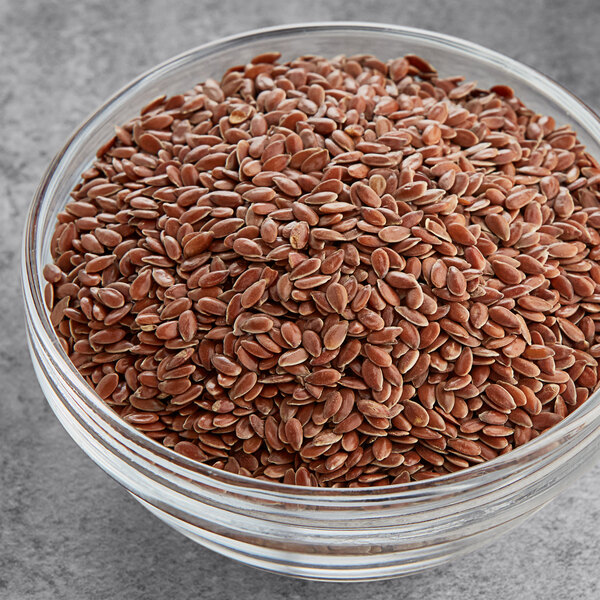 A bowl of Hometown Provisions flax seeds.