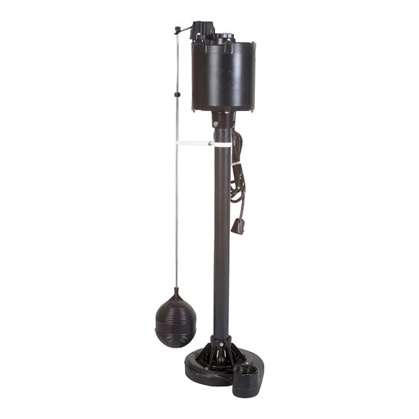 A black Zoeller pedestal pump with a ball on top.