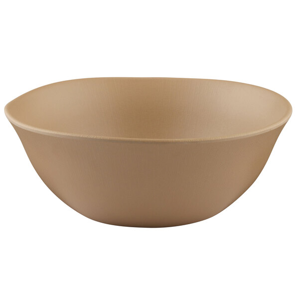 An Elite Global Solutions beige melamine round bowl.