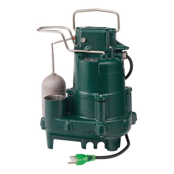 A green and silver Zoeller Premium Series M95 sump pump.