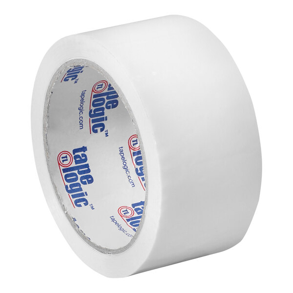 A white Tape Logic roll of tape with blue and red text.