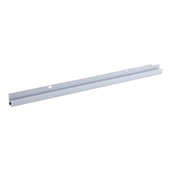 A white metal bar with holes.