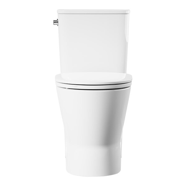 An American Standard white floor mount toilet with the lid closed.