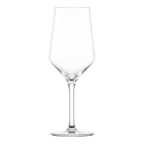 A clear Schott Zwiesel white wine glass with a long stem.