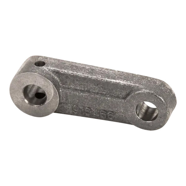 A metal Hobart bowl lift arm with holes and screws.