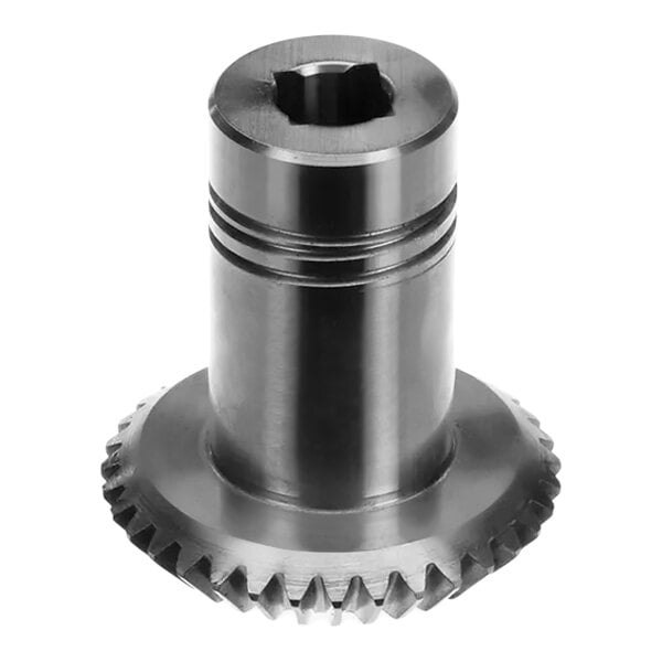 A metal gear with a screw.
