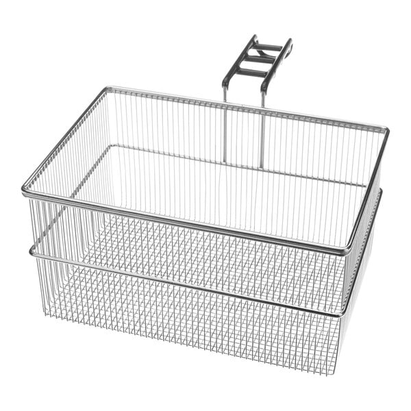 A Perfect Fry wire basket with a handle.