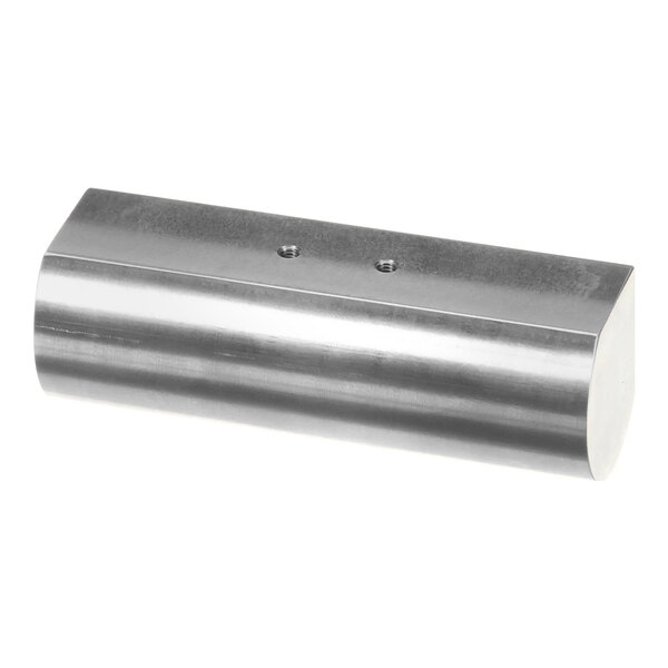 A stainless steel Hobart heavy meat grip block with holes.