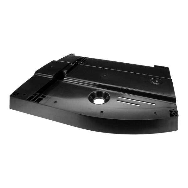 A black plastic Hobart bottom cover with a hole in it.