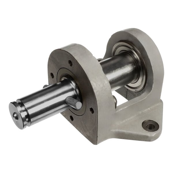 A metal cylinder with a round metal rod.