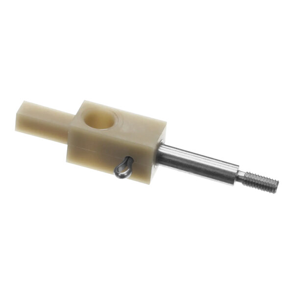 A white plastic Hobart shaft actuator connector with a metal pin.