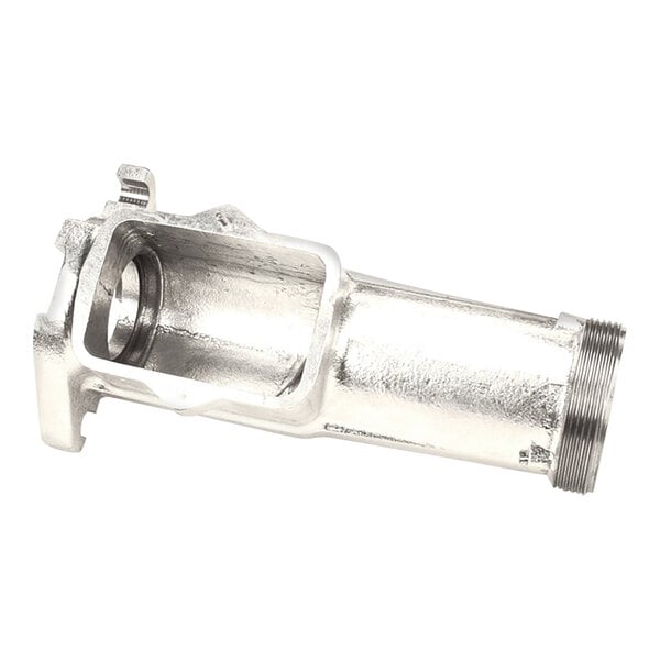 A silver metal Hobart chopper cylinder pipe with a hole.
