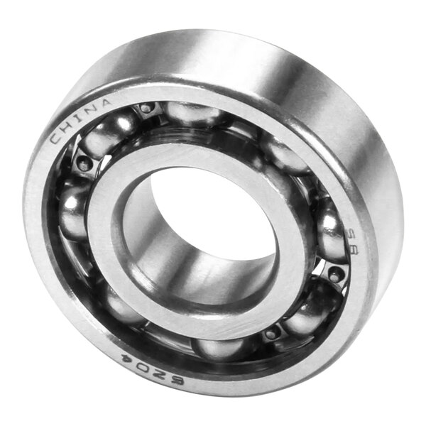 A close-up of a stainless steel Hobart ball bearing.