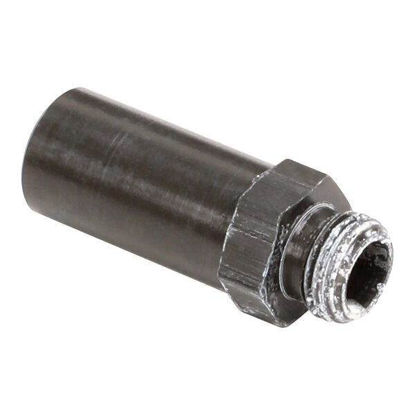 A black metal pipe with a metal cylinder on one end.