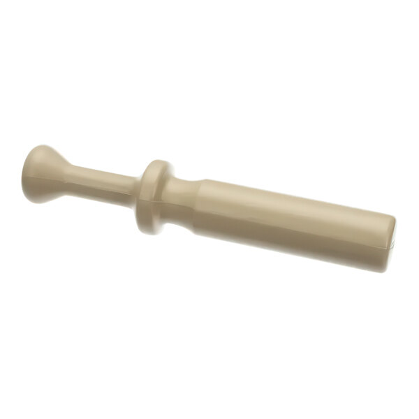 A close-up of a beige plastic Hobart Feed Stomper with a small handle.