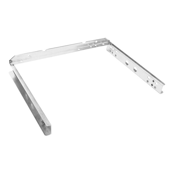 A white metal Hobart cradle weldment with holes.