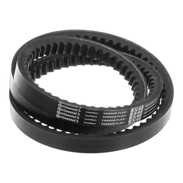 A black Hobart V-belt with white text.