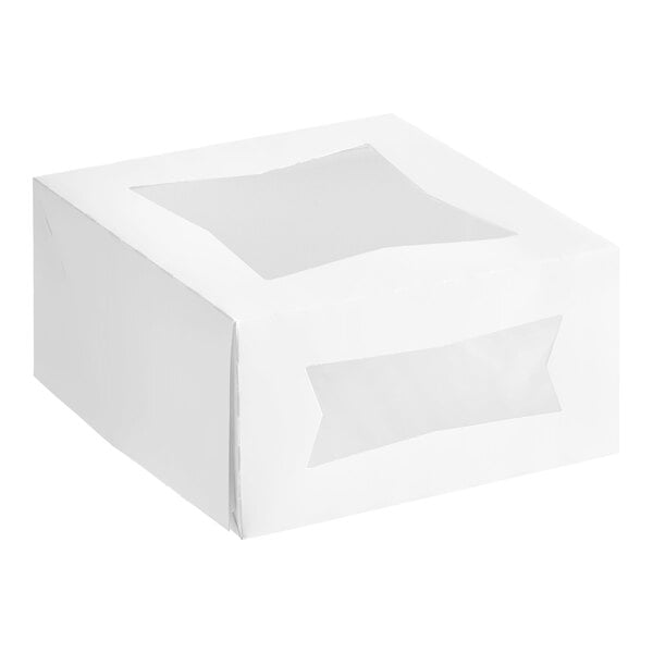 A white bakery box with a window.