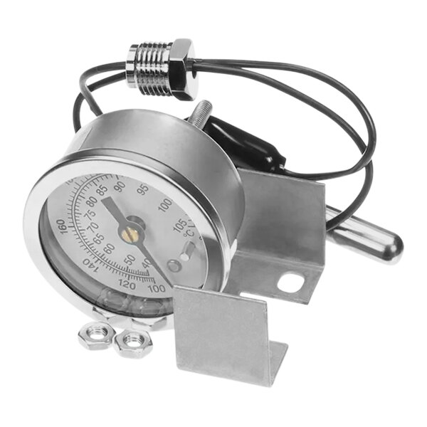 A Hobart thermometer with a wire attached to it.