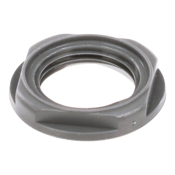 A grey plastic Hobart nut with a nut in the middle.