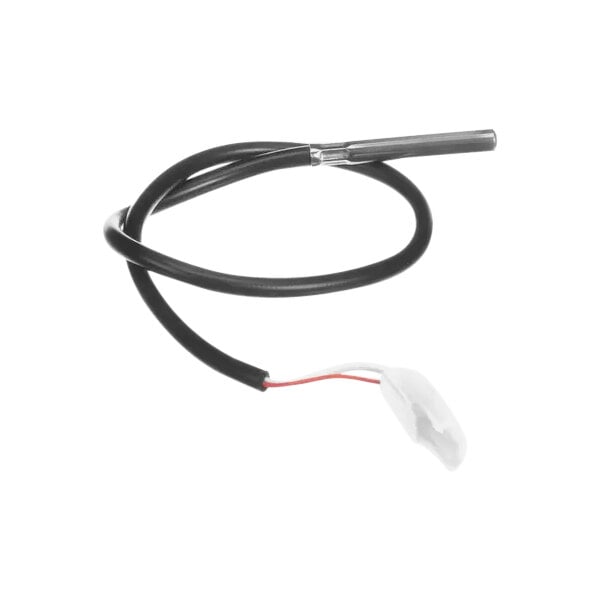 A black cable with a white connector and red and white wires for a Hobart temperature sensor.