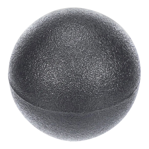 A close-up of a black round Hobart knob.