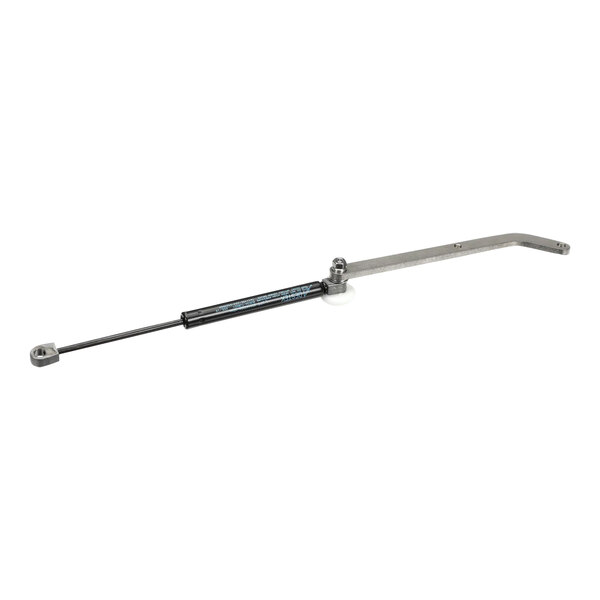 A metal rod with a black handle.