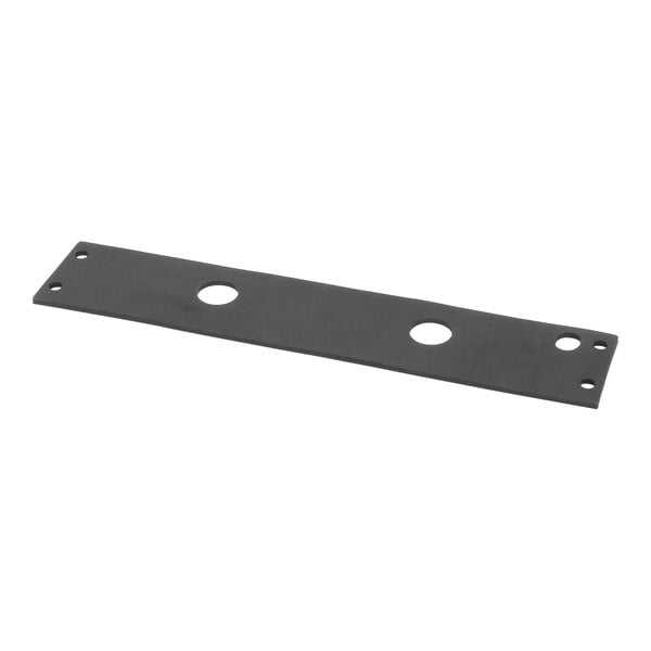 A black rectangular gasket with holes.