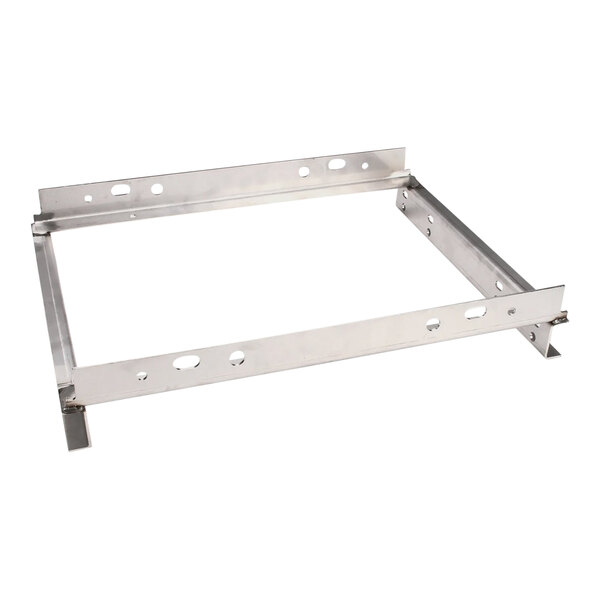 A metal Hobart weldment cradle with two holes.