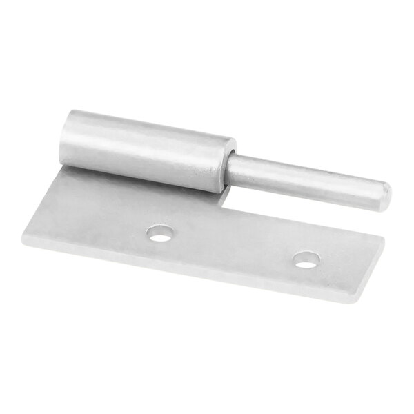 A stainless steel Hobart lift off hinge with a pin.